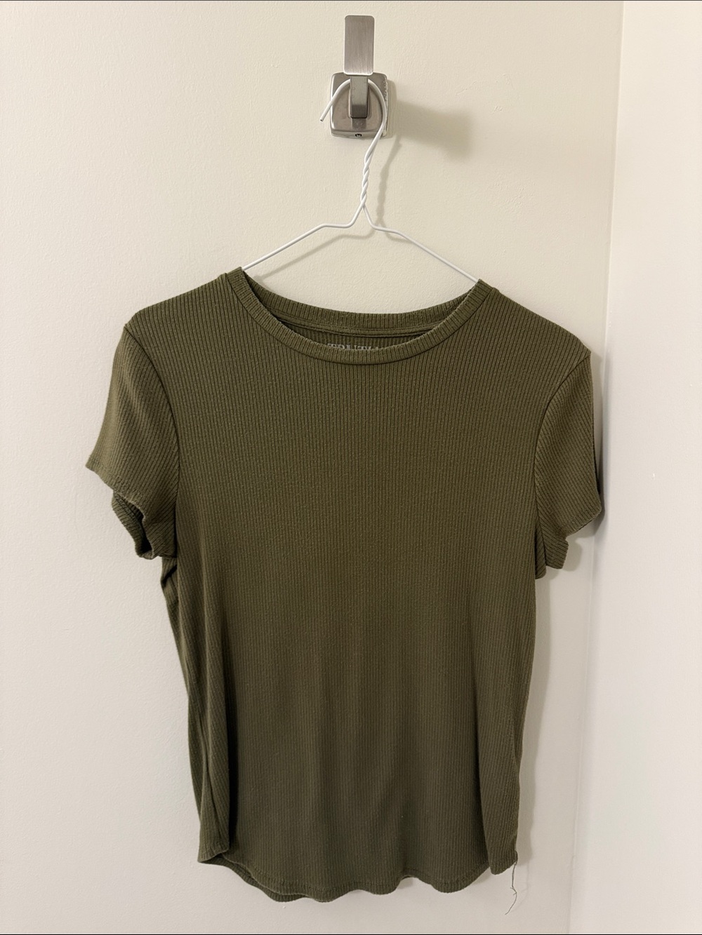 Truth Olive Ribbed Crew Neck Short Sleeve Tee